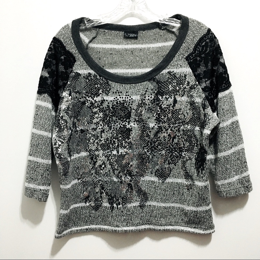 Daytrip Long Sleeves Women’s Buckle Knit Crochet Lace Sweater